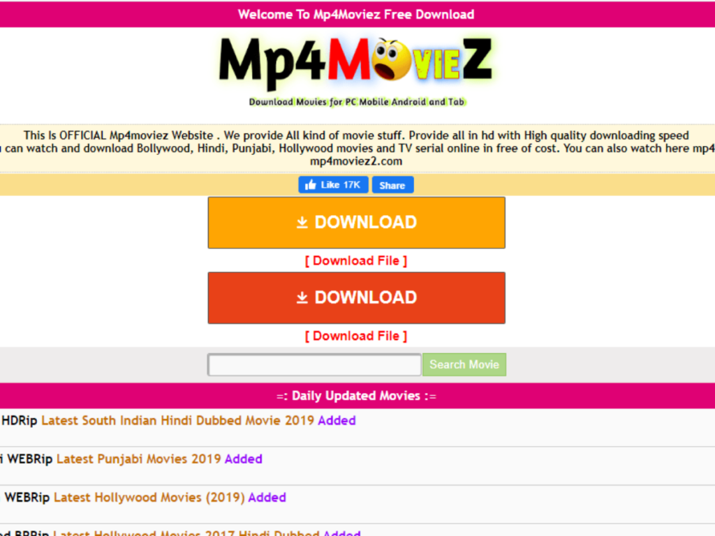Mp4moviez.com Website is notorious for leaking Hindi movies download Hindi web series download Hindi dubbed Malayalam Hindi dubbed Tamil